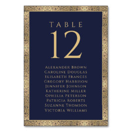 Navy Blue Gold Rozen Guest Names Seating Chart Kaart