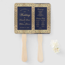 Navy Blue Gold Rozen Vintage bruiloft programma