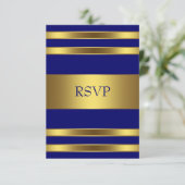 Navy Blue Gold RSVP (Staand voorkant)
