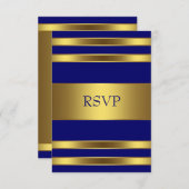Navy Blue Gold RSVP (Voorkant / Achterkant)