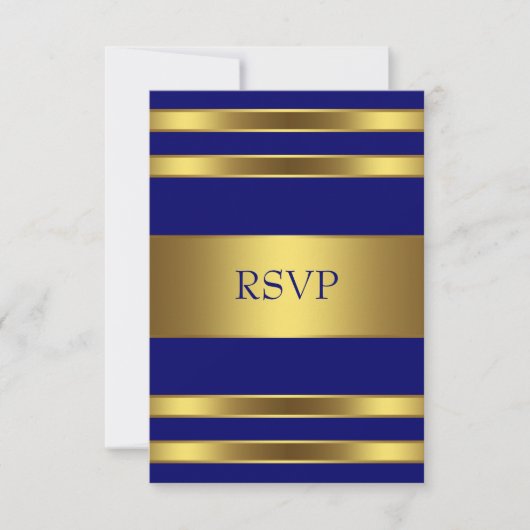 Navy Blue Gold RSVP Kaartje (Voorkant)