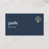 Navy Blue Gold Scales of Justice Attorney at Law Visitekaartje (Voorkant)