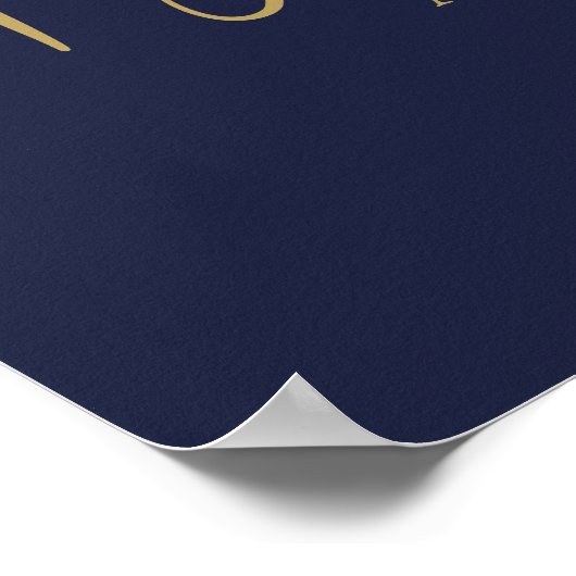 Navy Blue Gold Script Bruids Brunch Welkomstbord Poster (Hoek)