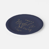 Navy Blue Gold Script Calligrafie Vrijgezellenfees Papieren Bordje (Gekanteld)