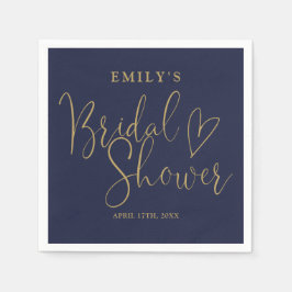 Navy Blue Gold Script Calligrafie Vrijgezellenfees Servet
