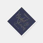 Navy Blue Gold Script Calligrafie Vrijgezellenfees Servet (Hoek)