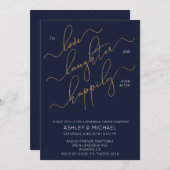 Navy Blue Gold Script Repetitie Diner Uitnodigen Kaart (Voorkant / Achterkant)