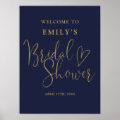 Navy Blue Gold Script Vrijgezellenfeest Welkomstbo Poster (Voorkant)