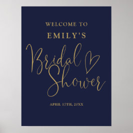 Navy Blue Gold Script Vrijgezellenfeest Welkomstbo Poster