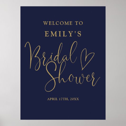 Navy Blue Gold Script Vrijgezellenfeest Welkomstbo Poster (Voorkant)