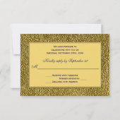 Navy Blue, Gold Scrolled Reply Card RSVP Kaartje (Achterkant)
