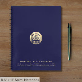Navy Blue Gold Seal Logo Notitieboek