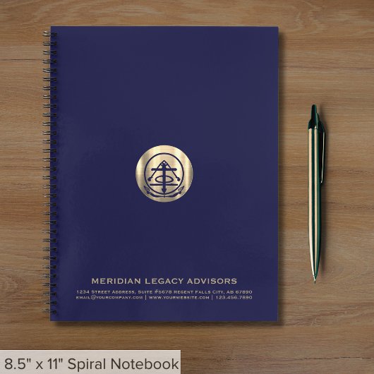 Navy Blue Gold Seal Logo Notitieboek