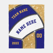 Navy Blue, Gold Senior Night Gifts for Volleyball Fleece Deken (Voorkant)