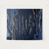 Navy Blue & Gold Shades of Blue Birthday Backdrop Wandkleed (Voorkant (horizontaal))