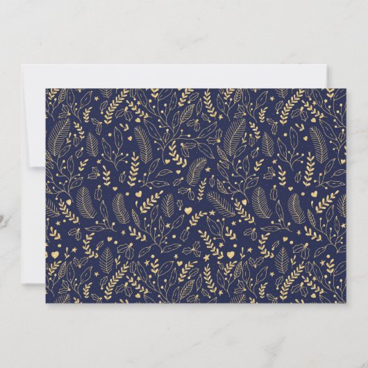 Navy Blue Gold Simple Script Merry-kerstfoto Feestdagenkaart (Achterkant)