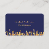 Navy blue gold skyline QR code foto Visitekaartje (Voorkant)