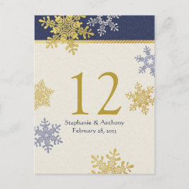 Navy Blue Gold Sneeuwvlok Winter Tafel Kaart