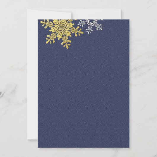 Navy Blue Gold Snowflake Winter Kerstfeestdag Kaart (Achterkant)
