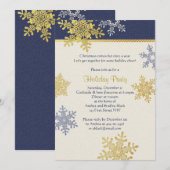 Navy Blue Gold Snowflake Winter Kerstfeestdag Kaart (Voorkant / Achterkant)