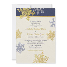 Navy Blue Gold Snowflake Winter Weddenschap