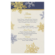 Navy Blue Gold Snowflakes Winter Wedding Menu Kaar