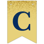 Navy Blue Gold Sparkle Afstuderen Foto Vlaggetjes (Tweede vlag)