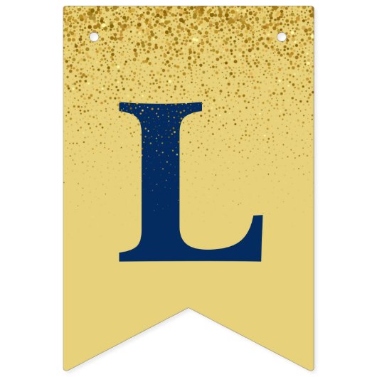 Navy Blue Gold Sparkle Afstuderen Foto Vlaggetjes (Derde vlag)