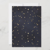 Navy Blue Gold Star Confetti Afstudeerfeest Kaart (Achterkant)
