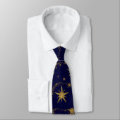 Navy Blue Gold Star Mannen Wedding, Afstuderen Stropdas (Gebonden)