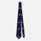 Navy Blue Gold Star Mannen Wedding, Afstuderen Stropdas (Voorkant)