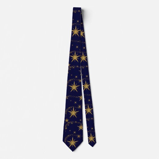 Navy Blue Gold Star Mannen Wedding, Afstuderen Stropdas (Voorkant)