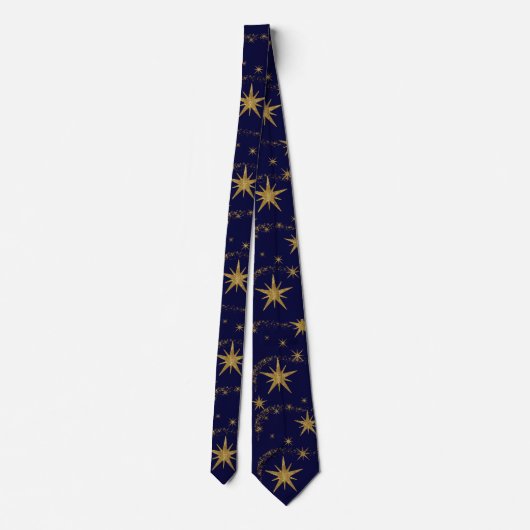 Navy Blue Gold Star Mannen Wedding, Afstuderen Stropdas (Achterkant)