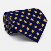 Navy Blue Gold Star-patroonwerk, Afstuderen Mannen Stropdas (Opgerold)