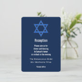 Navy Blue Gold Star van David Bar Mitzvah Receptio Kaart (Staand voorkant)