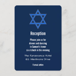 Navy Blue Gold Star van David Bar Mitzvah Receptio Kaart