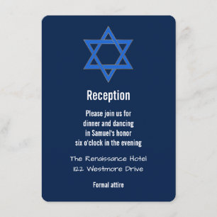 Navy Blue Gold Star van David Bar Mitzvah Receptio Kaart