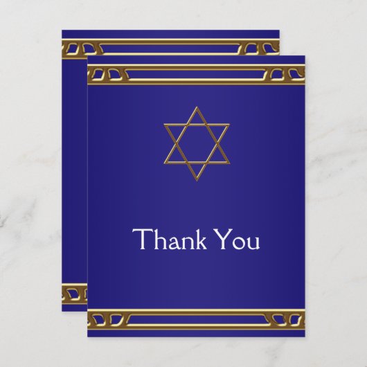 Navy Blue Gold Star van David Bedankt Kaarten (Voorkant / Achterkant)