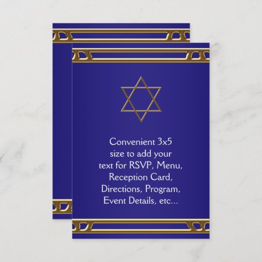 Navy Blue Gold Star van David RSVP All Purpose (Voorkant / Achterkant)