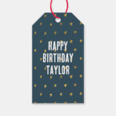 Navy Blue Gold Stars Cadeaulabel (Voorkant)