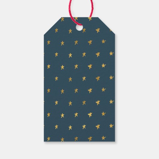 Navy Blue Gold Stars Cadeaulabel (Achterkant)