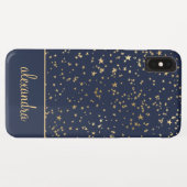 Navy Blue - Gold Stars Celestial Monogram Case-Mate iPhone Case (Achterkant (horizontaal))