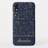 Navy Blue - Gold Stars Celestial Monogram Case-Mate iPhone Case (Achterkant)