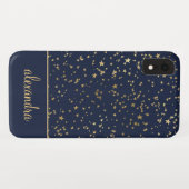 Navy Blue - Gold Stars Celestial Monogram Case-Mate iPhone Case (Achterkant (horizontaal))