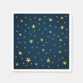 Navy Blue Gold Stars gepersonaliseerd Servet (Voorkant)