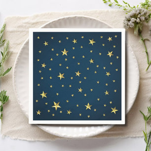Navy Blue Gold Stars gepersonaliseerd Servet