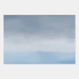 Navy Blue Gold Stars Sky Waterverf Inpakpapier Vel