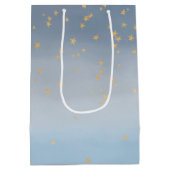 Navy Blue Gold Stars Sky Waterverf Medium Cadeauzakje (Achterkant)