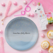 Navy Blue Gold Stars Sky Waterverf Papieren Bordje (Feest)