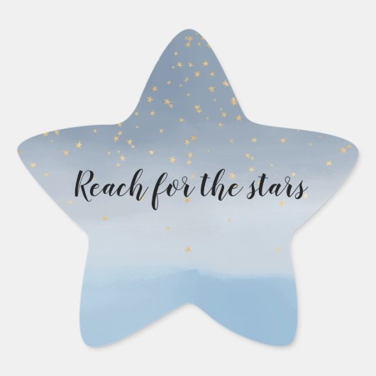Navy Blue Gold Stars Sky Waterverf Ster Sticker (Voorkant)